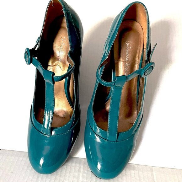 Gabriella Rocha Shelby2 Teal Patent Leather T-Strap Pumps - Picture 2 of 10